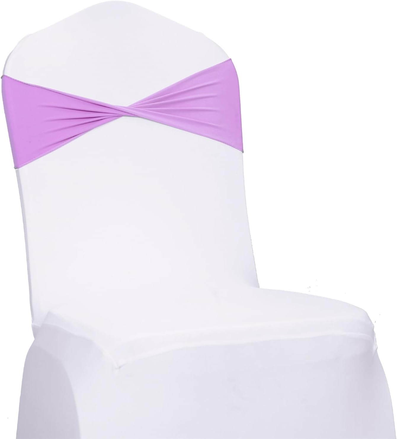 MDS Pack of 250 Spandex Chair Sashes Bows Elastic Stretch Dining Chair Bands Ties Without Slider Buckle Universal fits for Wedding Baby Shower Birthday Party Banquet Event Decoration - Light Purple