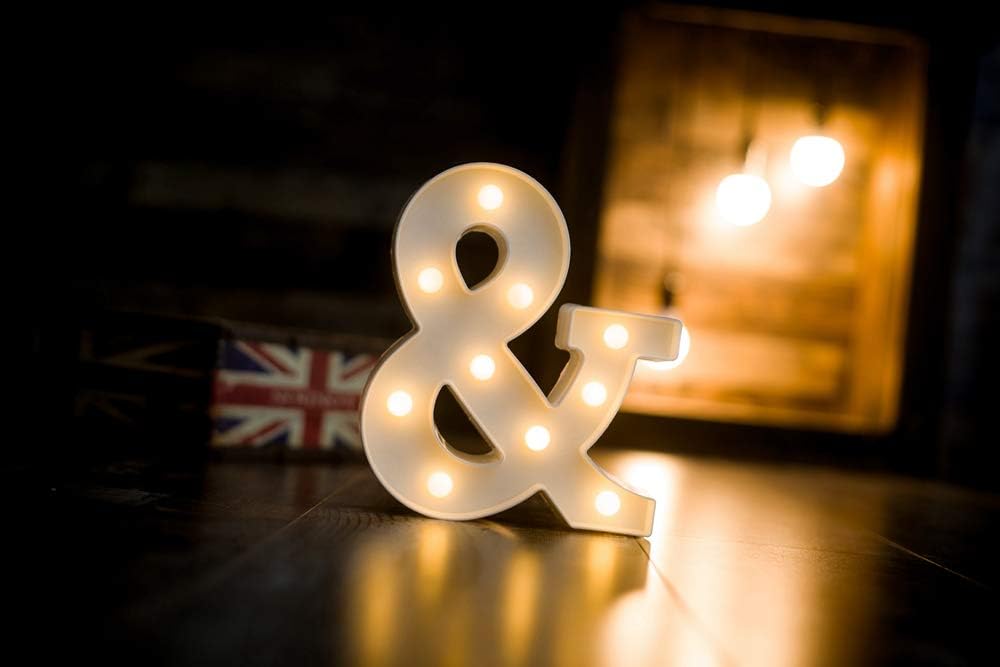 Foaky LED Letter Lights Sign Marquee Light Up Letters Sign for Night Light Wedding/Birthday Party Battery Powered Christmas Lamp Home Bar Decoration(&)