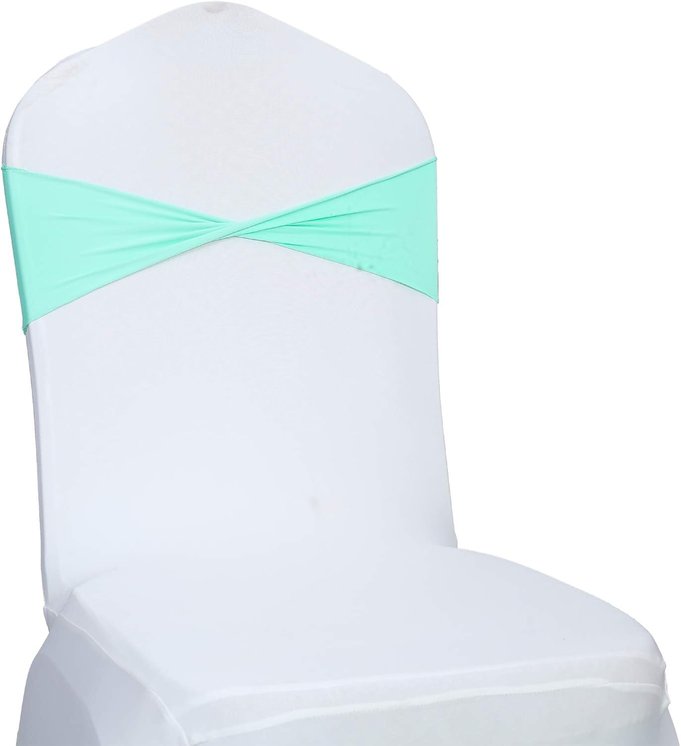 VDS Pack of 10 PCS | Tiff Blue | Spandex Chair Sashes Bows Without Buckle | Stretch Elastic Banquet Universal Folding Chair Band Tie with for Wedding Party Conference Celebration Event Decoration