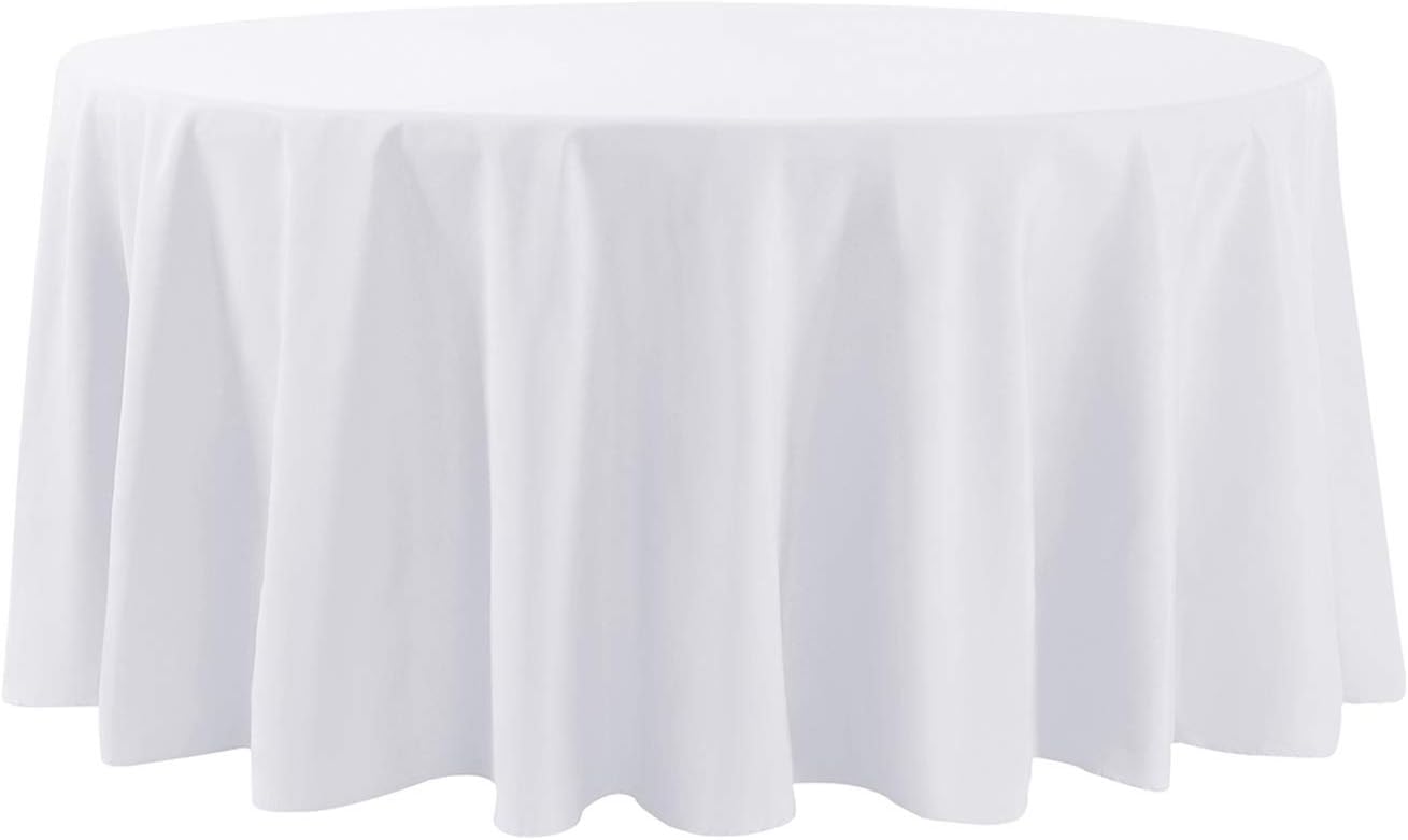 108 inch Round Tablecloth Washable Polyester Table Cloth Decorative Table Cover for Wedding Party Dining Banquet (108 inch,White)