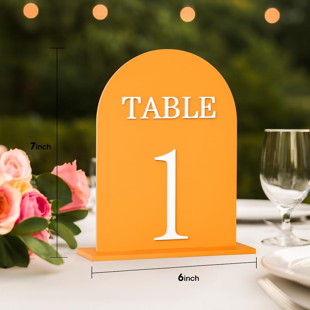 Arch Wedding Table Numbers 1-10 with Stands, 5" X 7" Double Sided Acrylic Wedding Sign Holders, Durable Non-Fading Table Number for Wedding Reception, Events, and Centerpieces