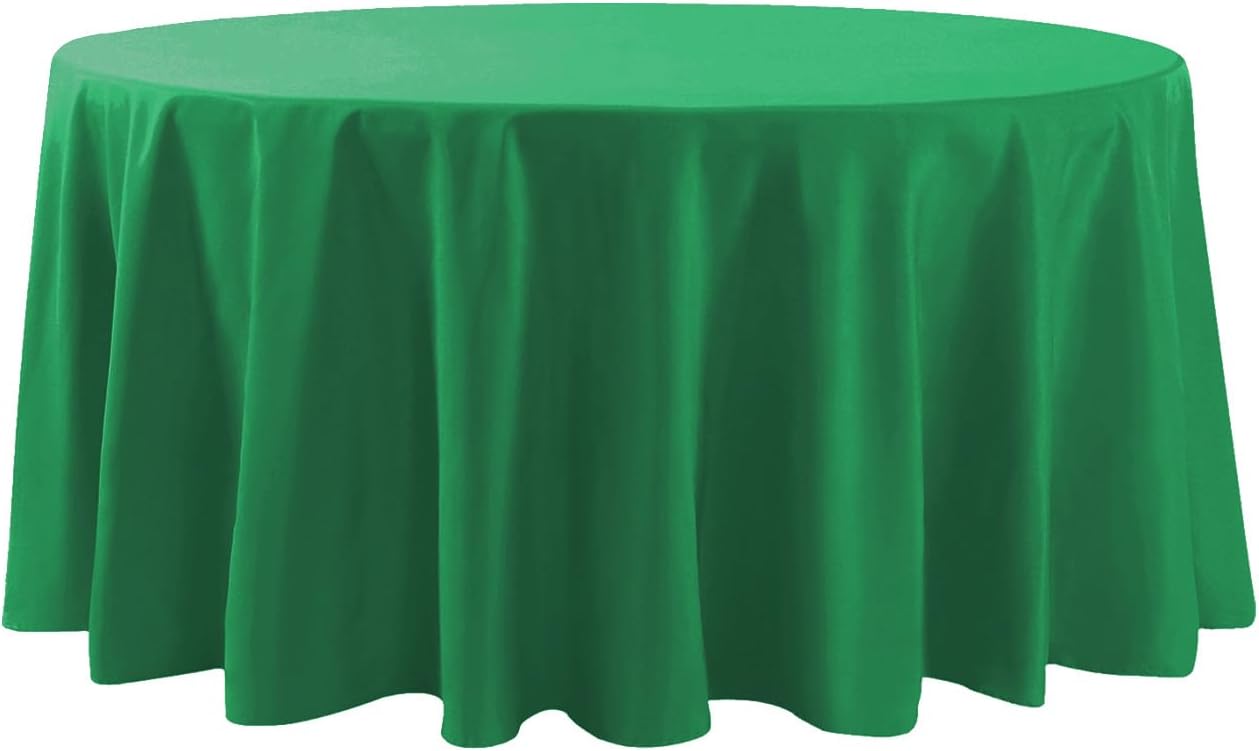 120 inch Round Tablecloth Washable Polyester Table Cloth Decorative Table Cover for Wedding Party Dining Banquet（120 inch,Emerald）