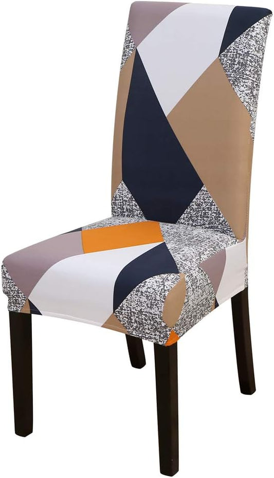 Stretchy Parson Chair Slipcovers for Dining Room Chair seat Covers Chair Protectors for Party Pet Protection Universal Fit Soft Polyester (Set of 4, Geometric)
