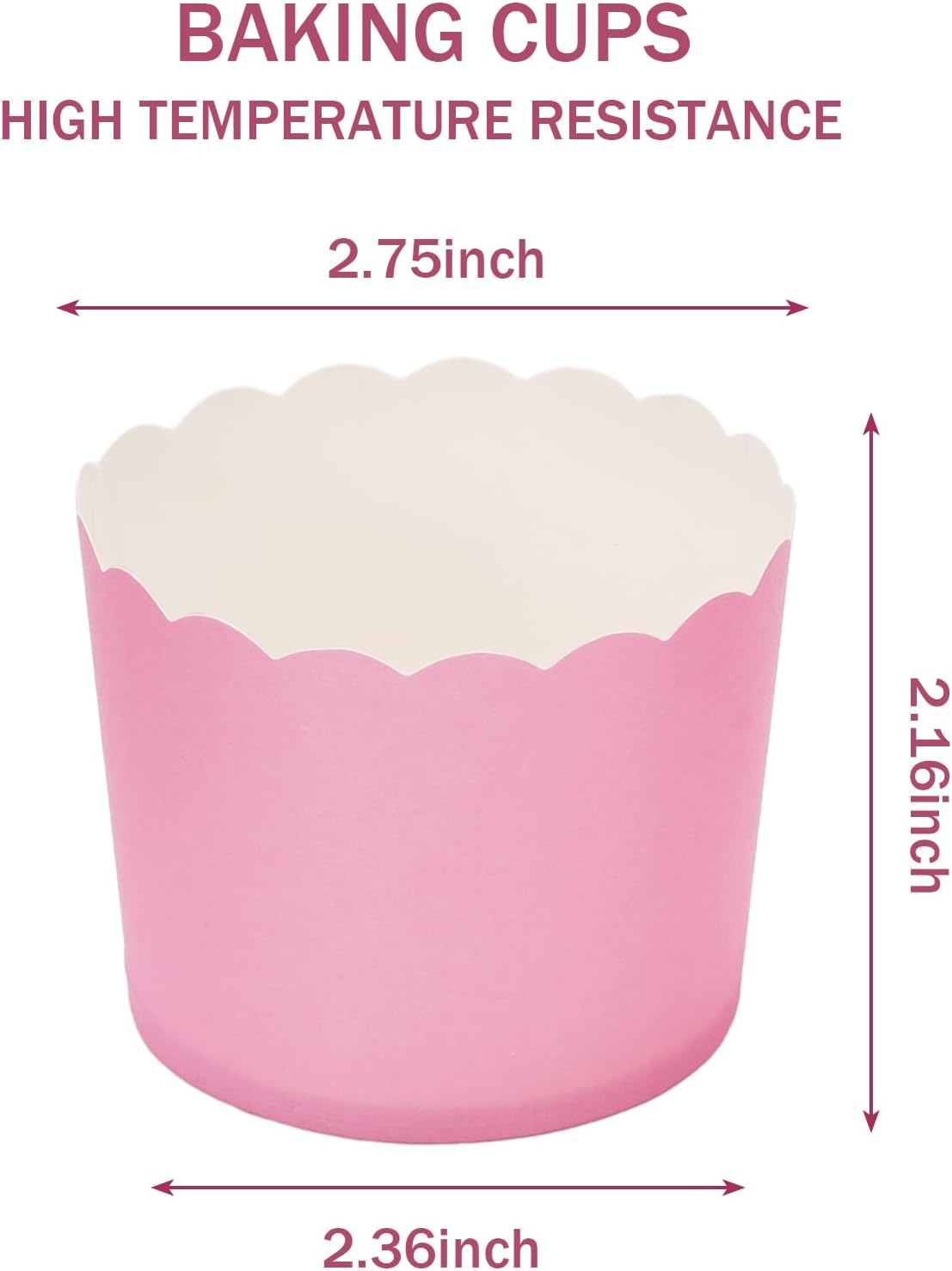 Whaline 120Pcs Pink Paper Baking Cups Scalloped Edge Cupcake Wrappers Gradient Pink Cupcake Muffin Cases for Valentine Wedding Birthday Baby Shower, 3 Colors