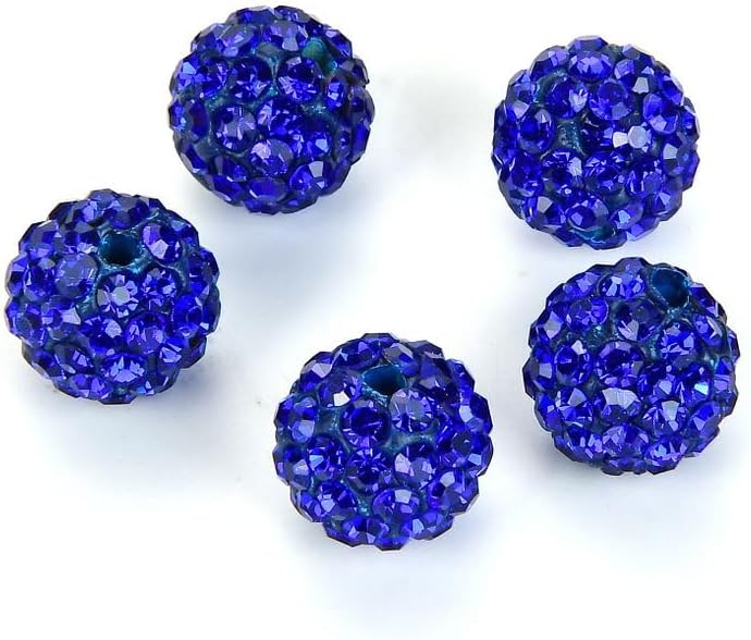 100pcs Adabele Grade A Suncatcher Crystal Rhinestone Pave Loose Beads 12mm Sapphire Blue Polymer Clay Disco Ball Spacers Compatible with Shamballa All Craft Jewelry Making DB12-13