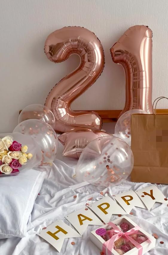 Rose Gold Number 1 Balloon 40 inch, Number 1 Birthday Balloons for Boy Girl, Rose Gold Foil One Balloon for 1st 10 11 12 16 18 Birthday Party, Anniversary Celebration Numbers Decorations