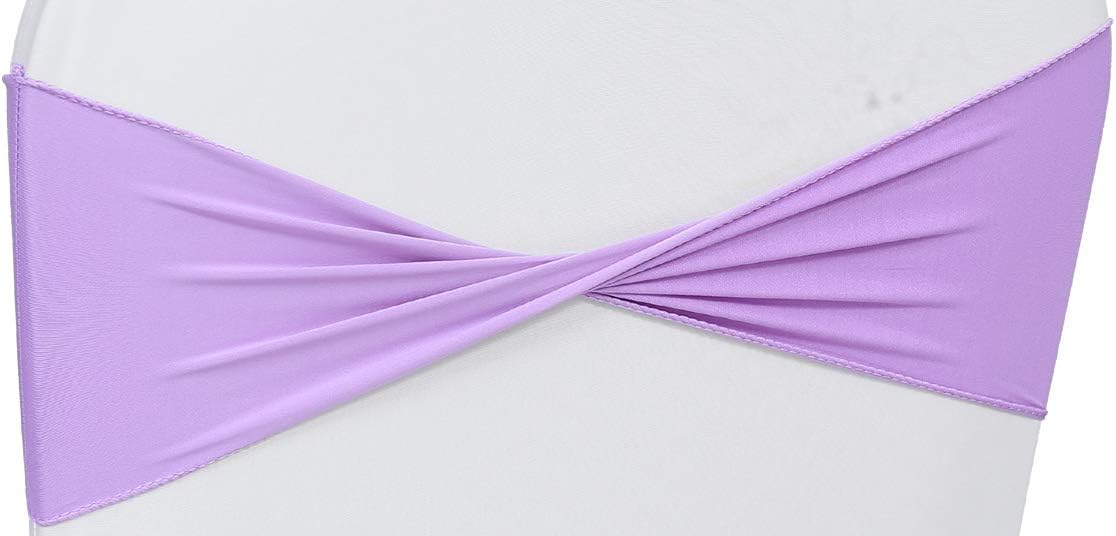 VDS Pack of 300 PCS | Lavender | Spandex Chair Sashes Bows Without Buckle | Stretch Elastic Banquet Universal Folding Chair Band Tie with for Wedding Party Conference Celebration Event Decoration