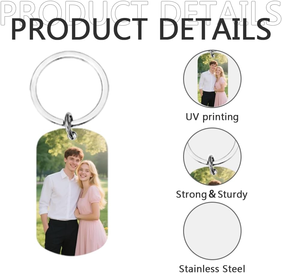 Personalised Keyring with Custom Photo & Text - Gift for Mum, Dad, Him, Her, Grandparents, Family