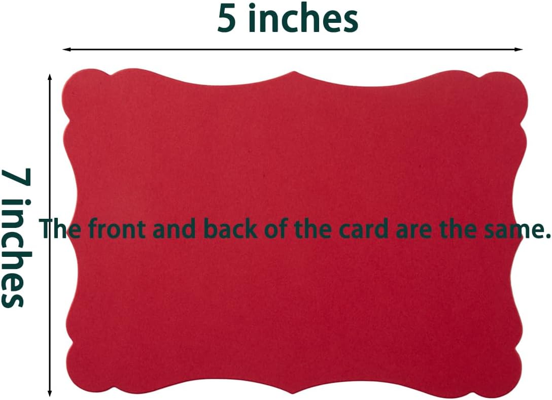 50 Pack Christmas Blank Kraft Cards Cardstock Thick Paper Brown Greeting Cards for DIY Gift Card Menus, Baby Shower and Wedding Invitations (Christmas Red/Green, 5x7IN)