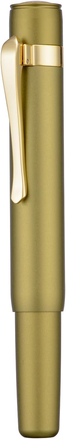 HONG DIAN M2 Black Forest Mini Fountain Pen, Extra Fine Soft Nib & Sleek Shape Aluminium Short Pocket Travel Pen (Olive Green)