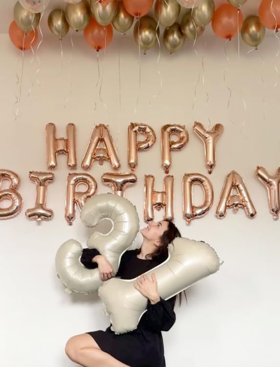 40 Inch Cream White 13 31 Large Number Balloon, 13 31 Cream White Birthday Party Decorations, Number 13 31 Foil Balloons for Anniversary Party Graduations Celebration Supplies