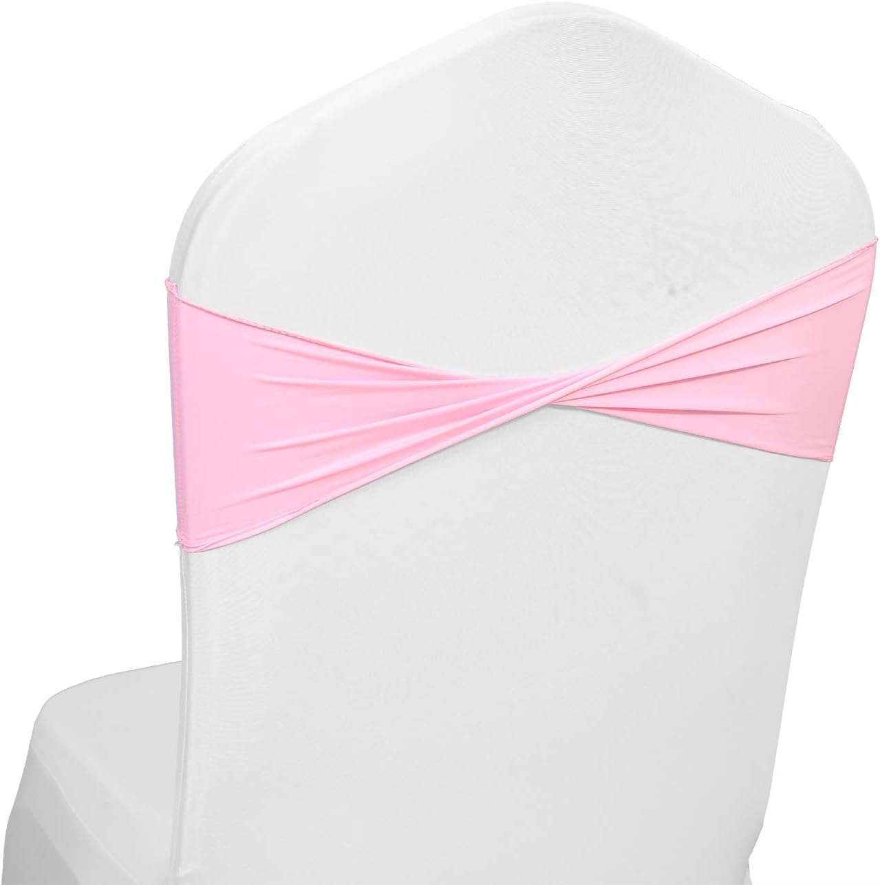 VDS Pack of 50 PCS | Pink | Spandex Chair Sashes Bows Without Buckle | Stretch Elastic Banquet Universal Folding Chair Band Tie with for Wedding Party Conference Celebration Event Decoration