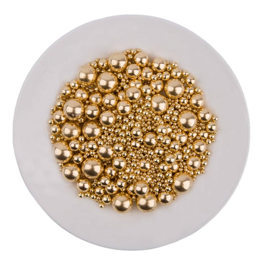 Edible Bright Gold Sugar Pearls Candy Sprinkles 120G/ 4.23Ounce Baking Cake Sprinkles Cupcake and Cake Topper Cookie Decorations Wedding Party Valentines Halloween Christmas Supplies