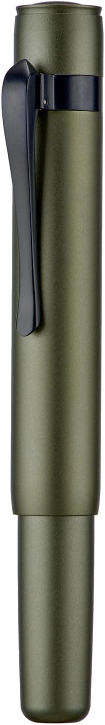 Hongdian M2 Black Forest Mini Fountain Pen, Long Blade Nib & Sleek Shape Aluminium Short Pocket Travel Pen (Army Green)