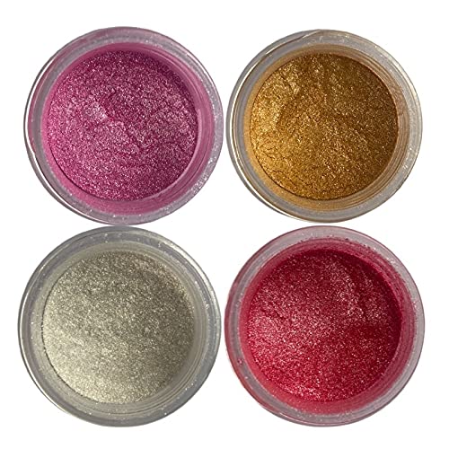 Edible Glint Dust Set x 4 units, Edible Luster Dust, 4 gram each jar, Food Grade, MADE IN USA