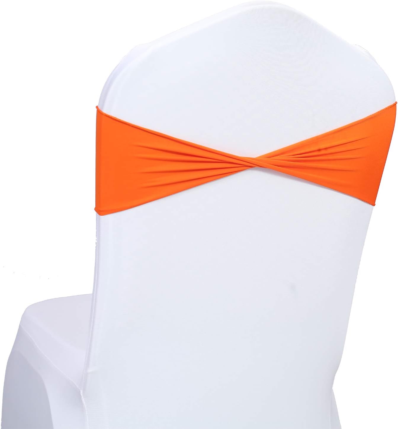 VDS Pack of 200 PCS | Orange | Spandex Chair Sashes Bows Without Buckle | Stretch Elastic Banquet Universal Folding Chair Band Tie with for Wedding Party Conference Celebration Event Decoration