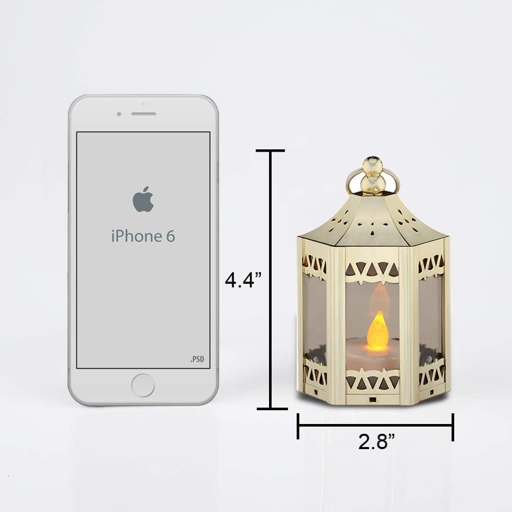 zkee Mini Star Lanterns with Flickering LED, Battery Included, Decorative Hanging Lanterns for Christmas and Indoor Use (Set of 8, Golden)