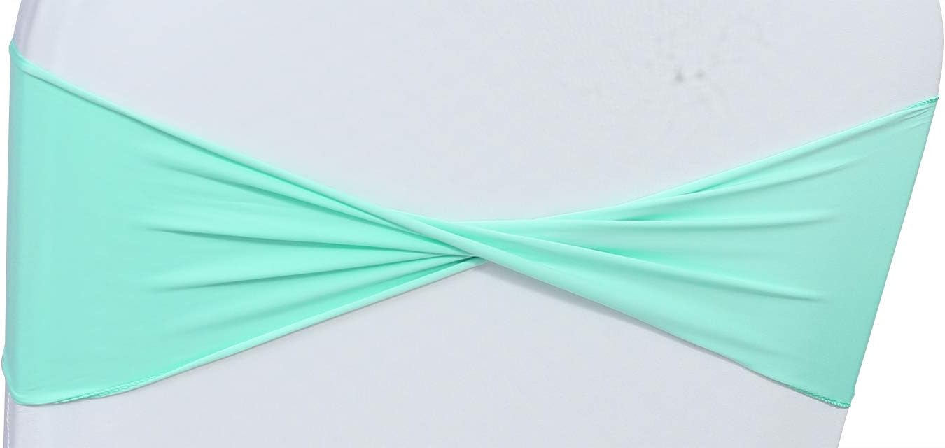 VDS Pack of 10 PCS | Tiff Blue | Spandex Chair Sashes Bows Without Buckle | Stretch Elastic Banquet Universal Folding Chair Band Tie with for Wedding Party Conference Celebration Event Decoration