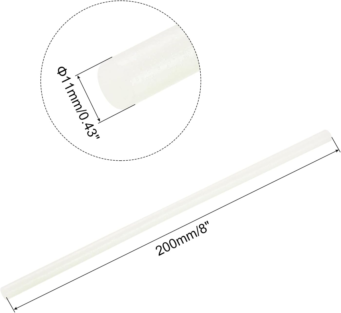 uxcell 20pcs Hot Glue Sticks for Glue Gun 11mm/0.43-inch x 8-inch Mini Hot Melt Adhesive Glue Stick Glitter White