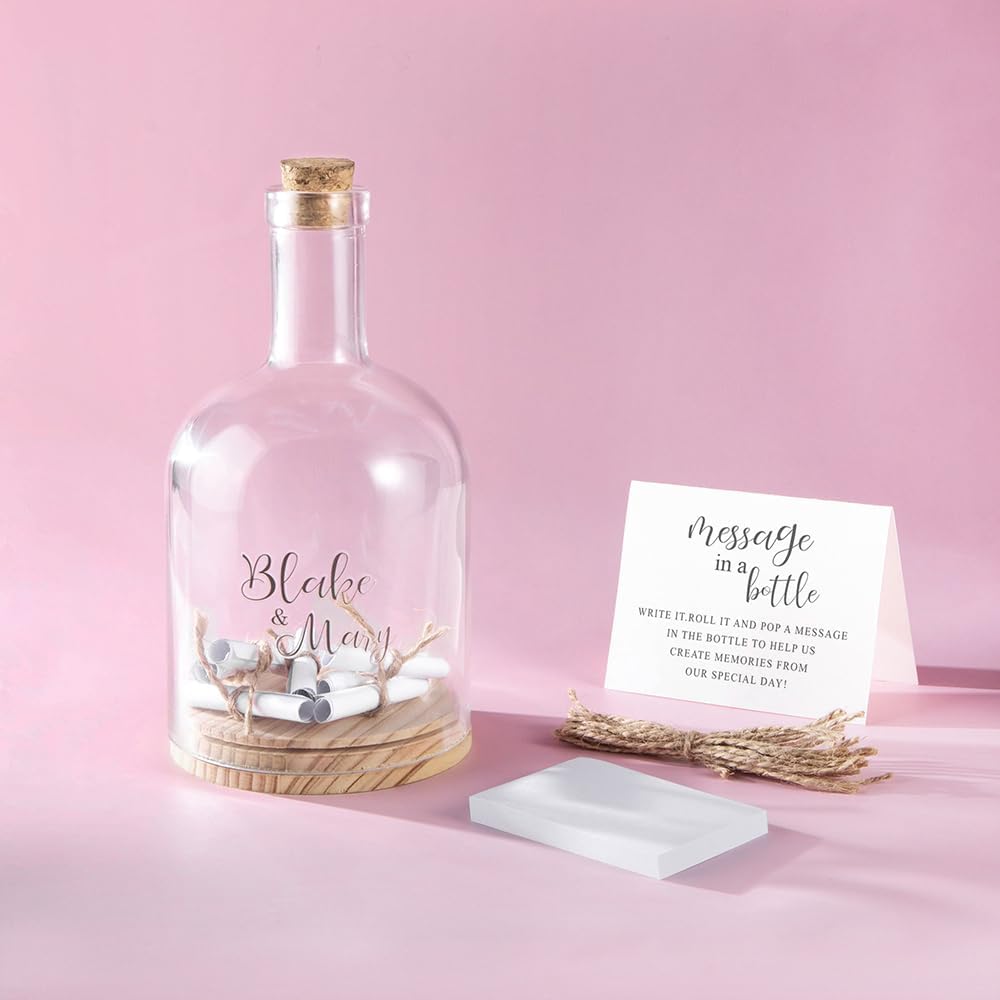 callie Personalized Message in a Bottle Wedding, Custom Couple Names Text on Wedding Guest Book Wedding Reception with Card, Wedding Essentials Wedding Decor Bridesmaid Gifts for Her Him