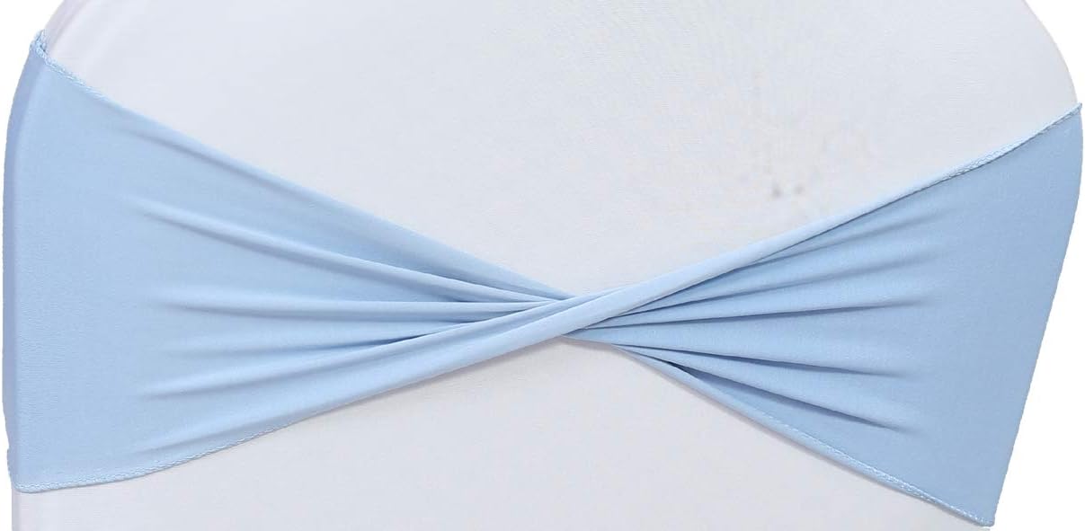 VDS Pack of 25 PCS | Baby Blue | Spandex Chair Sashes Bows Without Buckle | Stretch Elastic Banquet Universal Folding Chair Band Tie with for Wedding Party Conference Celebration Event Decoration