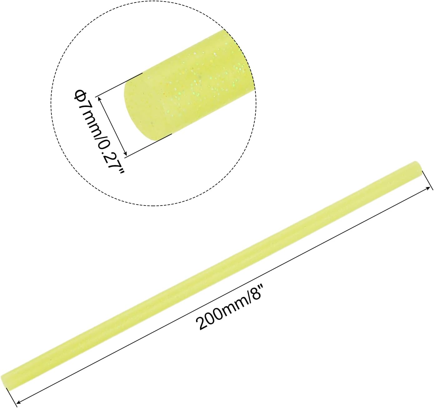 uxcell 20pcs Hot Glue Sticks for Glue Gun 7mm/0.27-inch x 8-inch Mini Hot Melt Adhesive Glue Stick Glitter Yellow