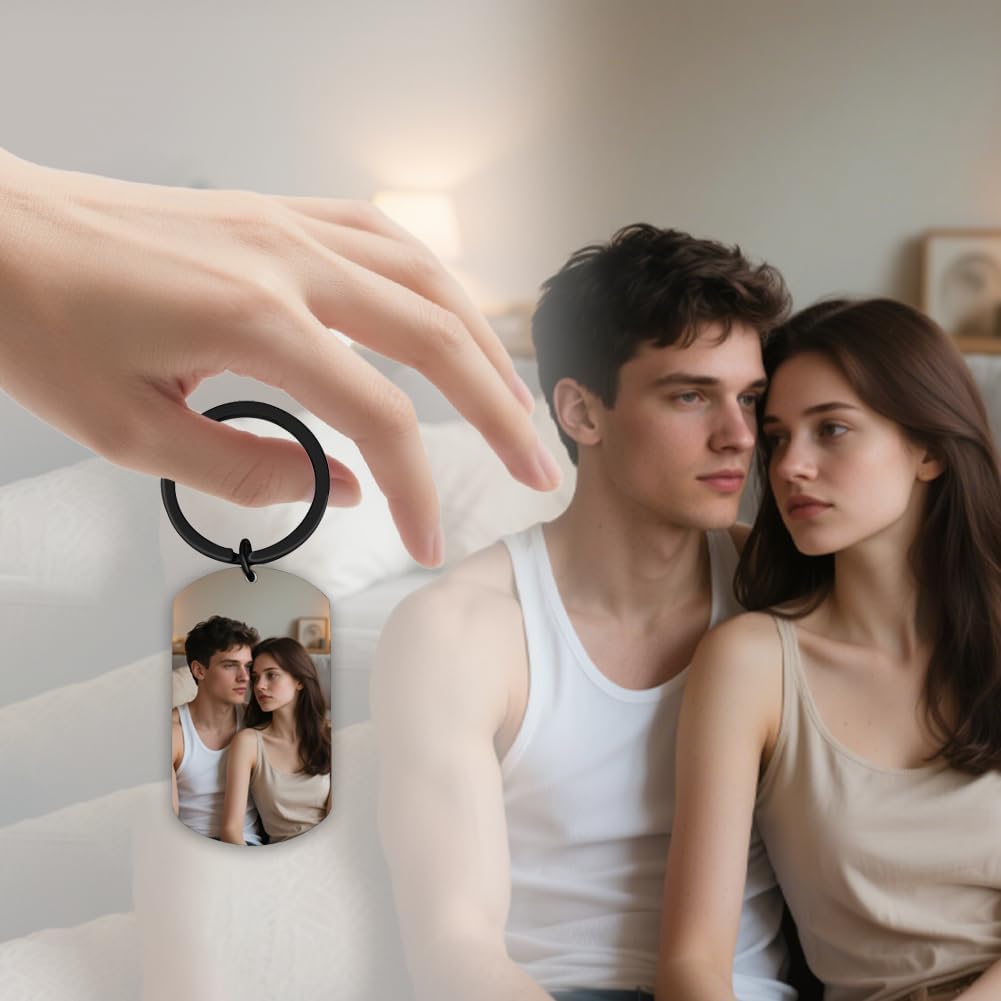 Personalised Keyring with Custom Photo & Text - Gift for Mum, Dad, Him, Her, Grandparents, Family