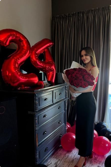 40 Inch Red Large Number 4 Birthday Balloon, Giant Number Four 14 24 34 40 44 Balloons, Foil Mylar Big Balloons for Anniversary Graduation Supplies Decorations