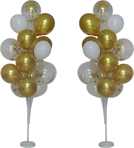 Leesoot 2 Sets 74inch Gold Floor Balloon Column Kit Stand with Balloon Backdrop Decoration for Graduation, Wedding, Birthday, Baby Shower, Gender Reveal Party