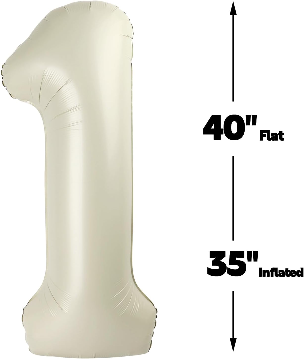 Cream White Number 1 Balloon 40 inch, Number 1 Birthday for Boy Girl, Cream White Foil One Balloon for 1st 10 11 12 16 18 Birthday Party, Anniversary Celebration Number Decorations