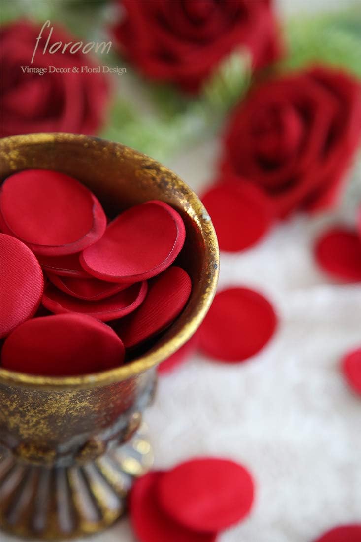 Floroom 300pcs Rose Petals Dark Red Faux Silk Flower Petals for Wedding Flower Girl Basket Aisle Scatter Dinner Table Centerpieces Party Confetti Bridal Shower Romantic Night Decoration