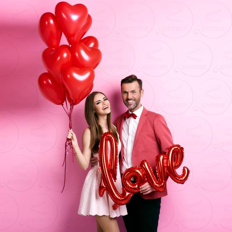 AFTERLOON® Biodegradable Balloons 24 pcs Pastel Pink 10 Inch Heart Shaped, Thickened Extra Strong Natural Latex Helium Float, Proposal Marriage Love Baby Shower Gender Reveal Wedding Bridal