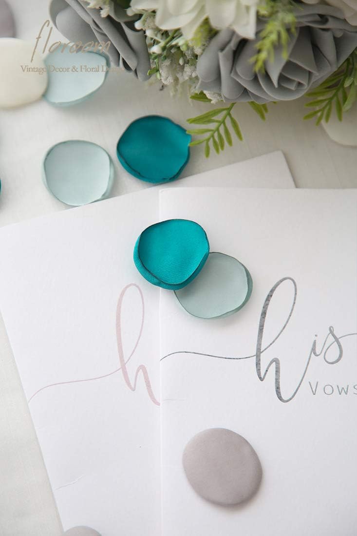 Floroom 300pcs Rose Petals Teal Green Faux Silk Flower Petals for Wedding Flower Girl Basket Aisle Scatter Cake Table Centerpieces Party Confetti Baby Shower Romantic Night Decoration Home Decor