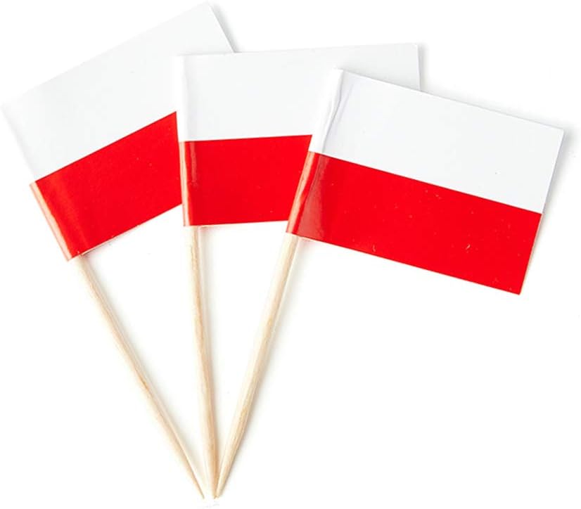 Poland Flag Polish Flag, Small Mini Poland Toothpick Flags for Food, Cupcakes, Cocktails, Appetizers, Bar Party Decorations