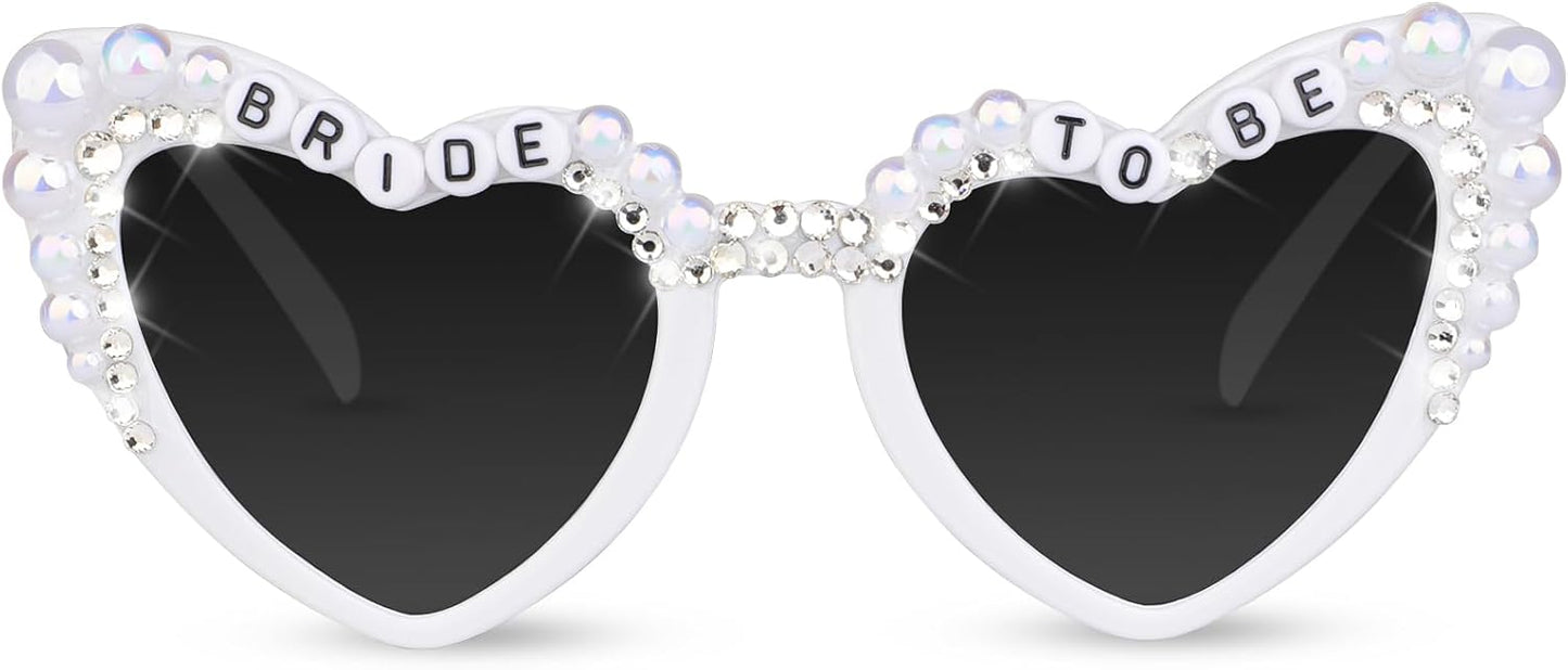Bride Sunglasses for Bachelorette White Heart Glasses for Bride to Be Gift, Bachelorette Accessories Party Favors