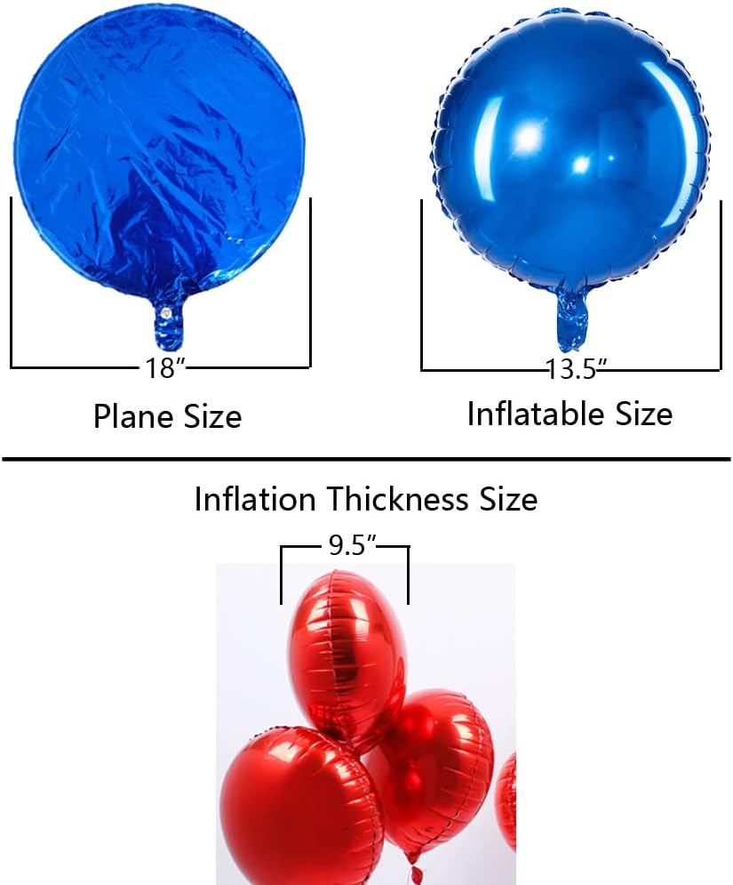 18" Blue Round Shaped Foil Balloons Mylar Helium Balloons for Birthday Party Wedding Baby Shower Decorations, Pack of 20