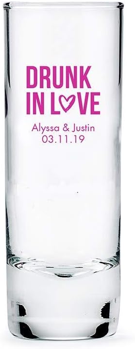 WEDDINGSTAR Personalized 2.5oz Tall Shot Glass Customizable Full Color Print - 24 pack
