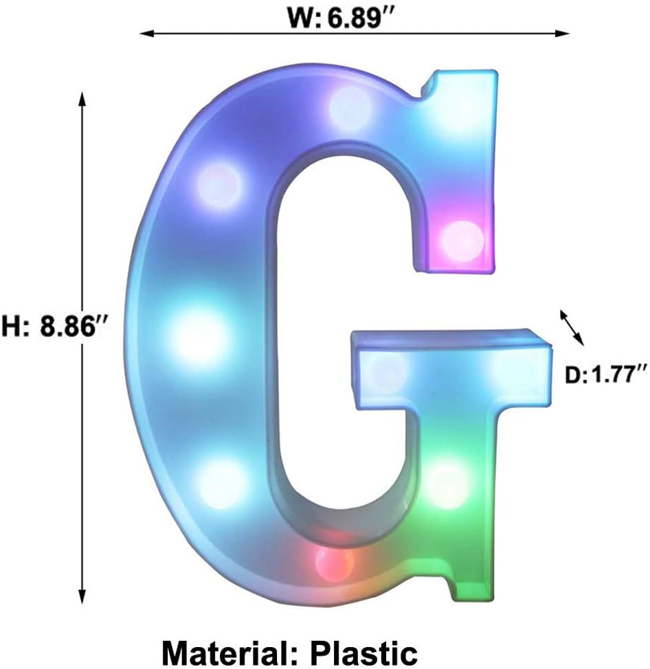 Pooqla Colorful LED Marquee Letter Lights with Remote – Light Up Marquee Signs – Party Bar Letters with Lights Decorations for The Home - Multicolor G