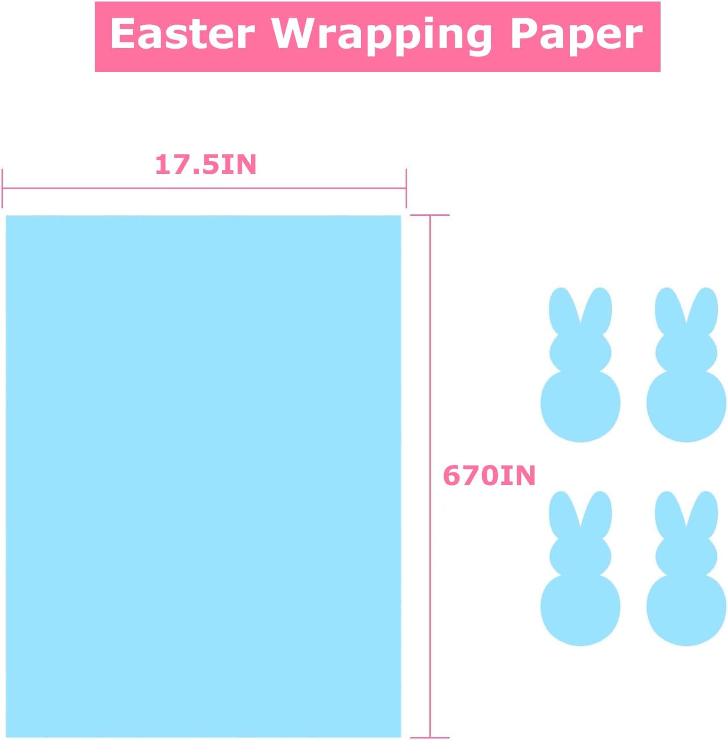 Vanhench 17.5"×963" (80 1/4FT) Blue Wrapping Paper, Sky Blue Kraft Paper Roll for Wedding/Fathers Day/Birthday/Baby Shower/Bouquet Flower Wrapping, Solid Color Blue Bulletin Board Paper