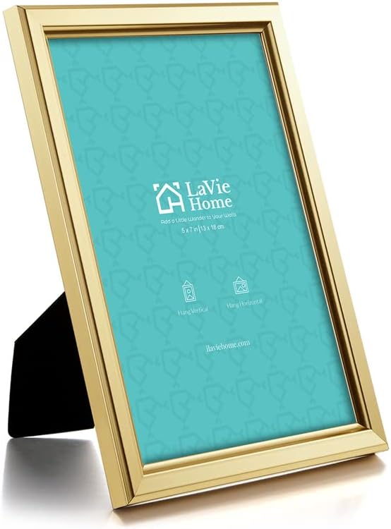 LaVie Home 5x7 Picture Frames (12 Pack, Gold) Simple Designed Photo Frame with High Definition Glass for Wall Mount & Table Top Display, Set of 12 Classic Collection