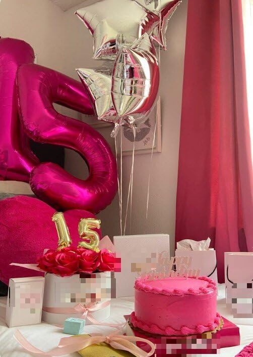 Hot Pink 40 Inch Large Number 5 Birthday Balloon, Five 5th 15 25 35 50 55 Birthday Celebration Decorations, Foil 5 Mylar Helium Number 5 Balloons Girl Boy Anniversary Party Supplies