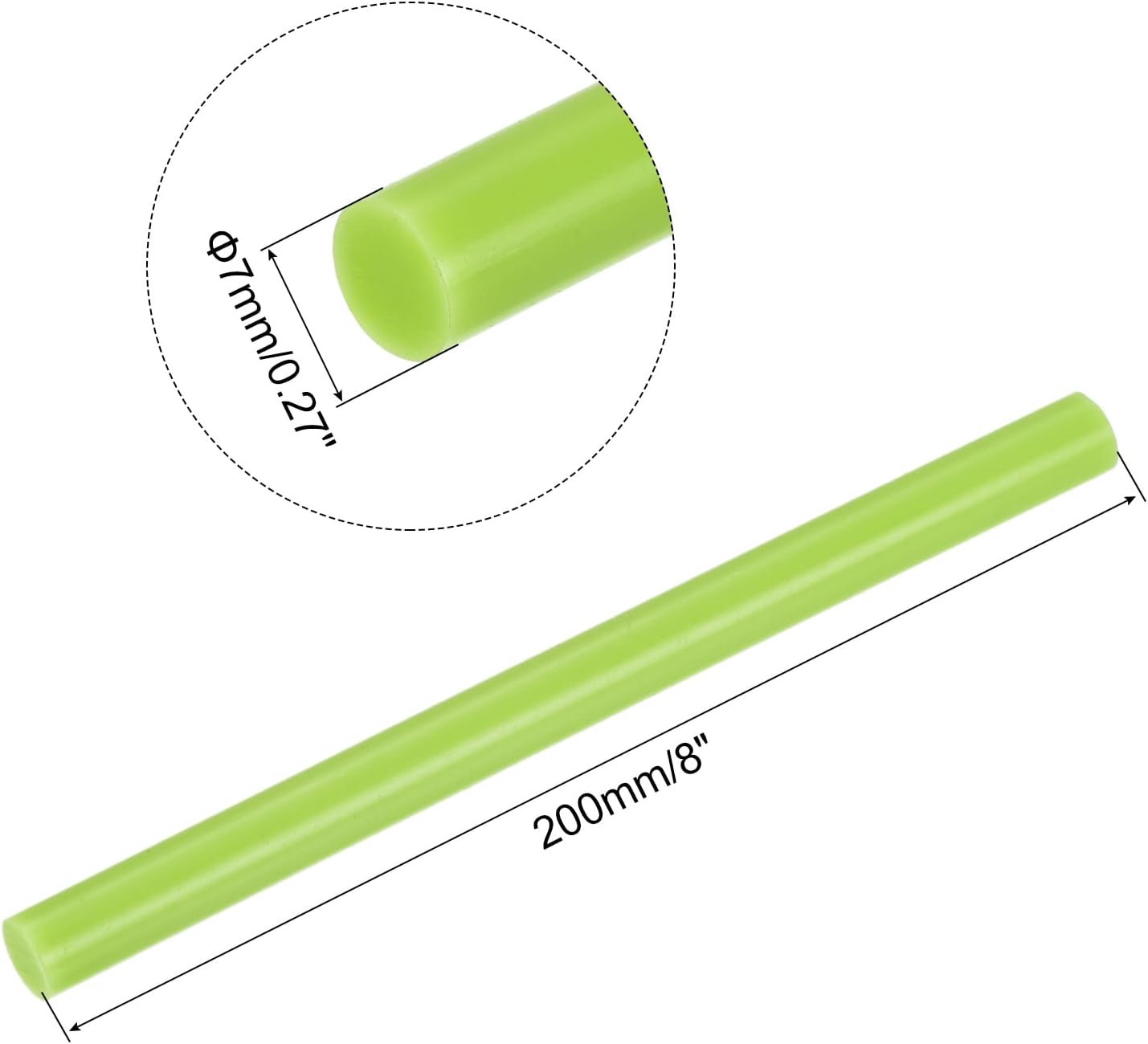 uxcell 20pcs Hot Glue Sticks for Glue Gun 7mm/0.27-inch x 8-inch Mini Hot Melt Adhesive Glue Stick Bright Green