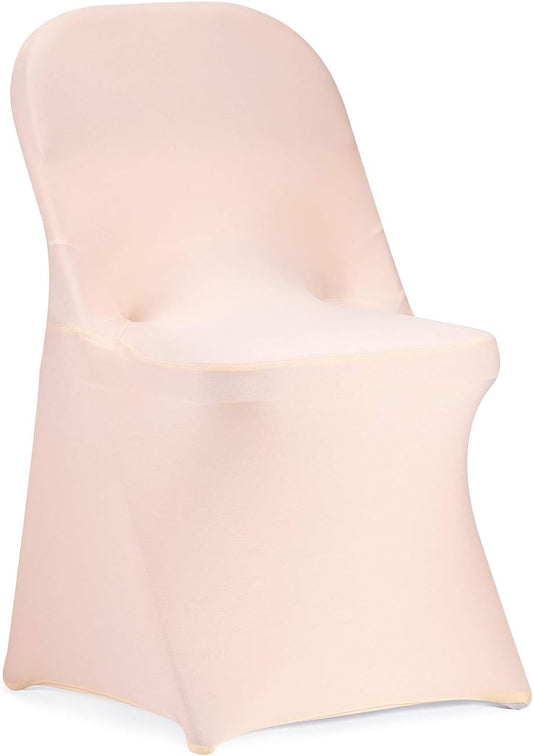 Peomeise Stretch Spandex Folding Chair Cover for Wedding Party Dining Banquet Event (Blush Pink,25pcs)