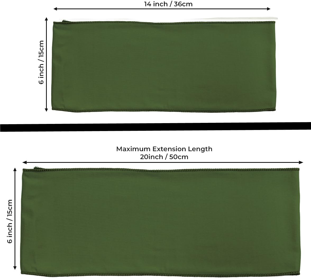 MDS Pack of 75 Spandex Chair Sashes Bows Elastic Stretch Dining Chair Bands Ties Without Slider Buckle Universal fits for Wedding Baby Shower Birthday Party Banquet Event Decoration - Olive Green