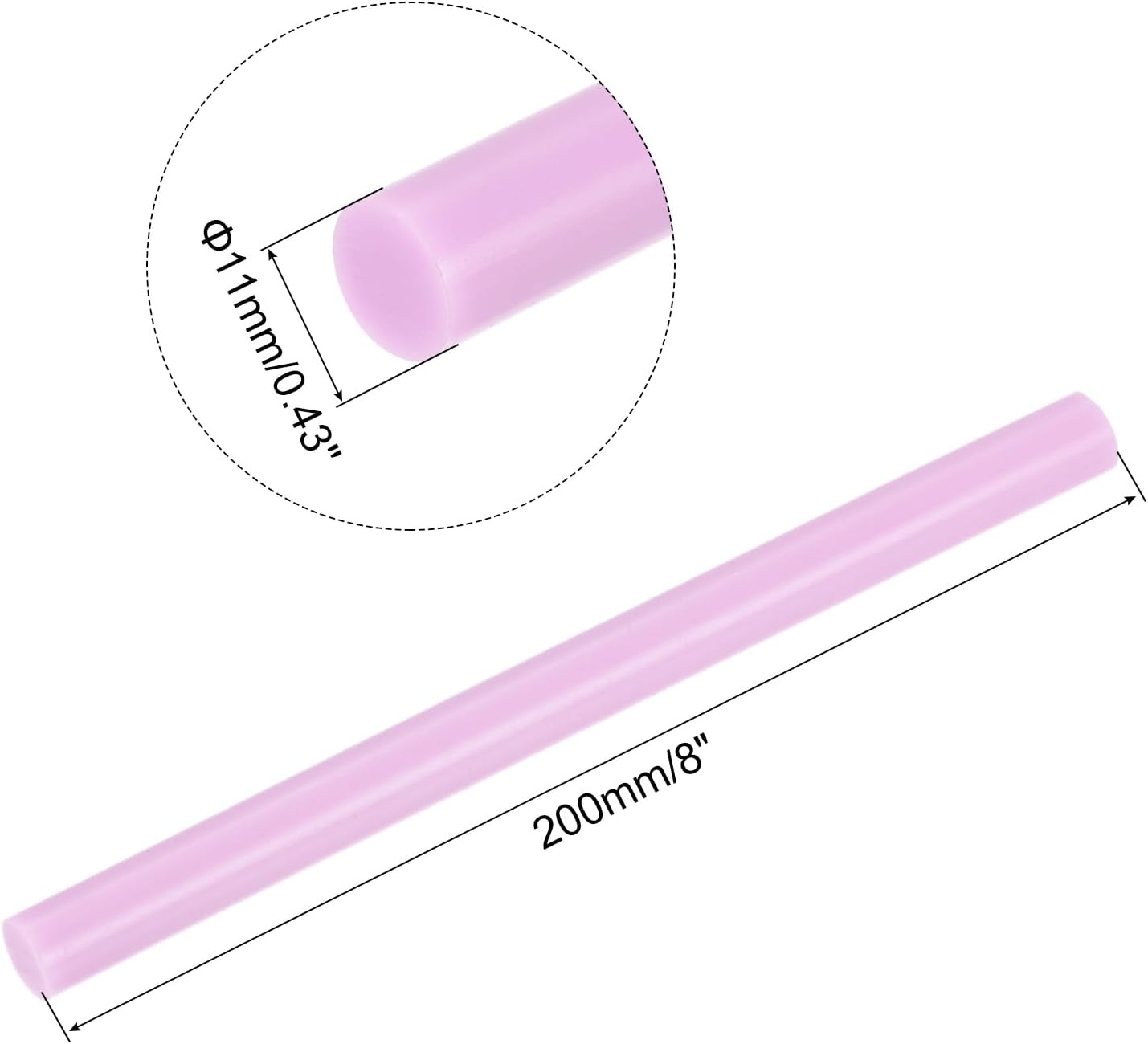 uxcell 20pcs Hot Glue Sticks for Glue Gun 11mm/0.43-inch x 8-inch Mini Hot Melt Adhesive Glue Stick Light Pink