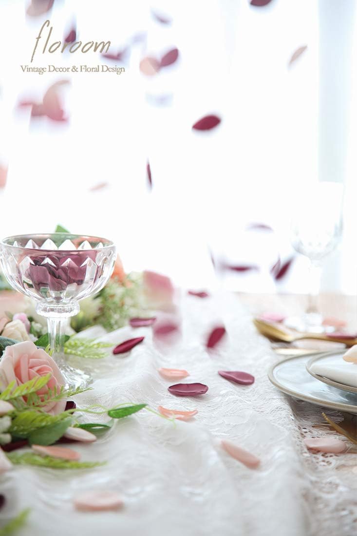 Floroom 300pcs Rose Petals Burgundy Maroon Faux Silk Flower Petals for Wedding Flower Girl Basket Aisle Scatter Dinner Table Centerpieces Party Confetti Bridal Shower Romantic Night Decoration