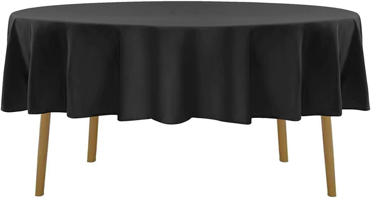 120 inch Round Tablecloth Washable Polyester Table Cloth Decorative Table Cover for Wedding Party Dining Banquet（12 Pack 120 inch,Black