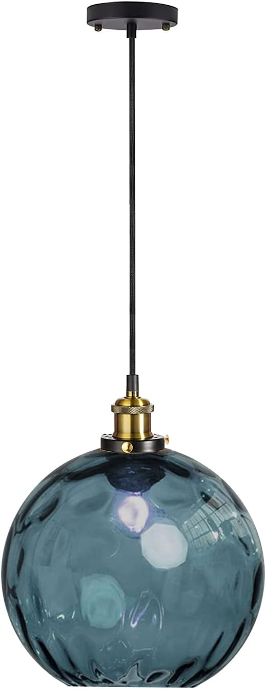 Pendant Light Shade Industrial Hanging Lights Fixtures Ceiling Outdoor Pendant Lighting for Kitchen Island Dining Room Unique Lamp in Kitchen Farmhouse Bedroom (Dark Blue, 7.8 Inches)