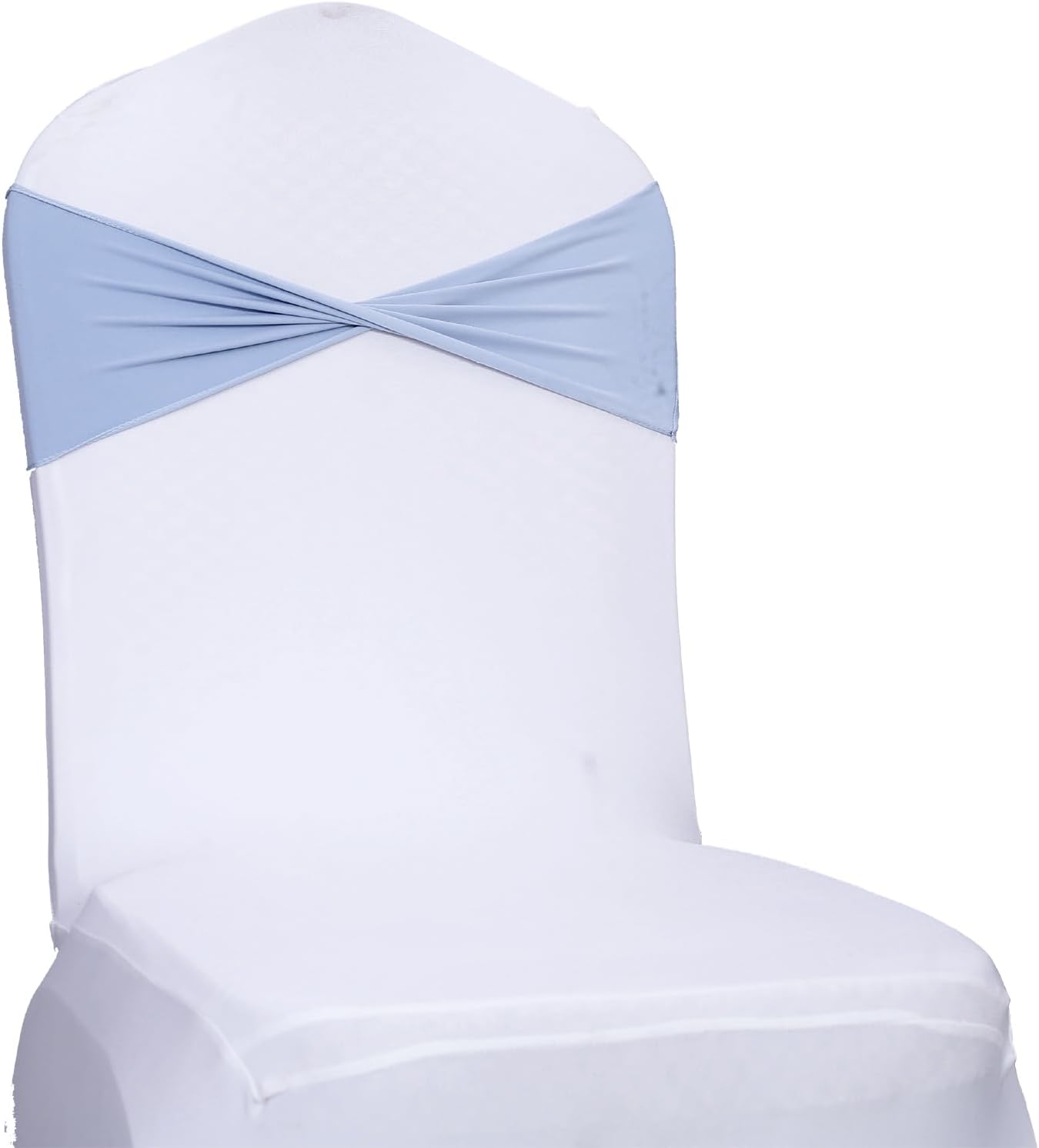 MDS Pack of 25 Spandex Chair Sashes Bows Elastic Stretch Dining Chair Bands Ties Without Slider Buckle Universal fits for Wedding Baby Shower Birthday Party Banquet Event Decoration - Baby Blue