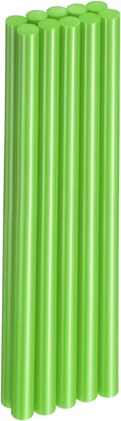 HARFINGTON 10pcs Hot Glue Sticks 0.43" Dia x 9.84" Long EVA Mini Hot Melt Adhesive Glue Stick for Hot Melt Gun Wood Plastic Glass Flowers Fabrics Foam, Light Green
